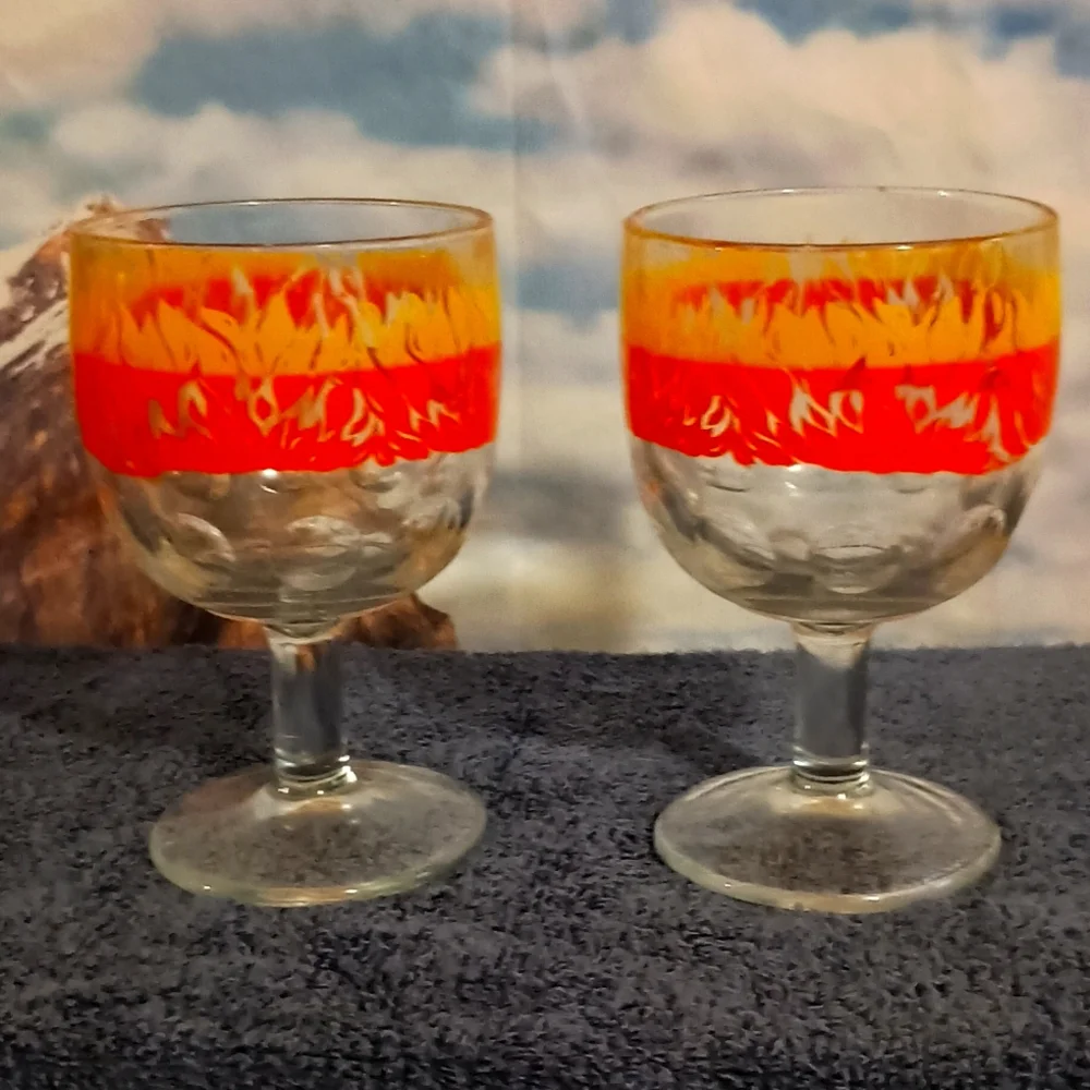 MCM Barware Ring of Fire vintage goblets. Excellent condition.